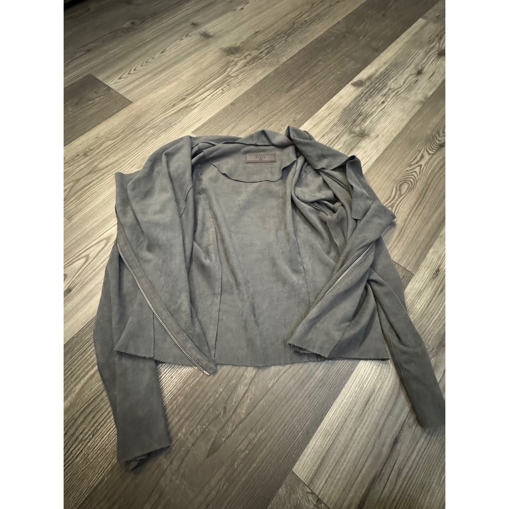 Blank NYC Womens Gray Faux Suede Asymmetric Zip Moto Jacket XS 76X-9020NO - Picture 5 of 7